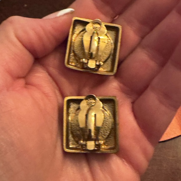 Celine Vintage Gold Tone and Pearl Earrings - Picture 3 of 6